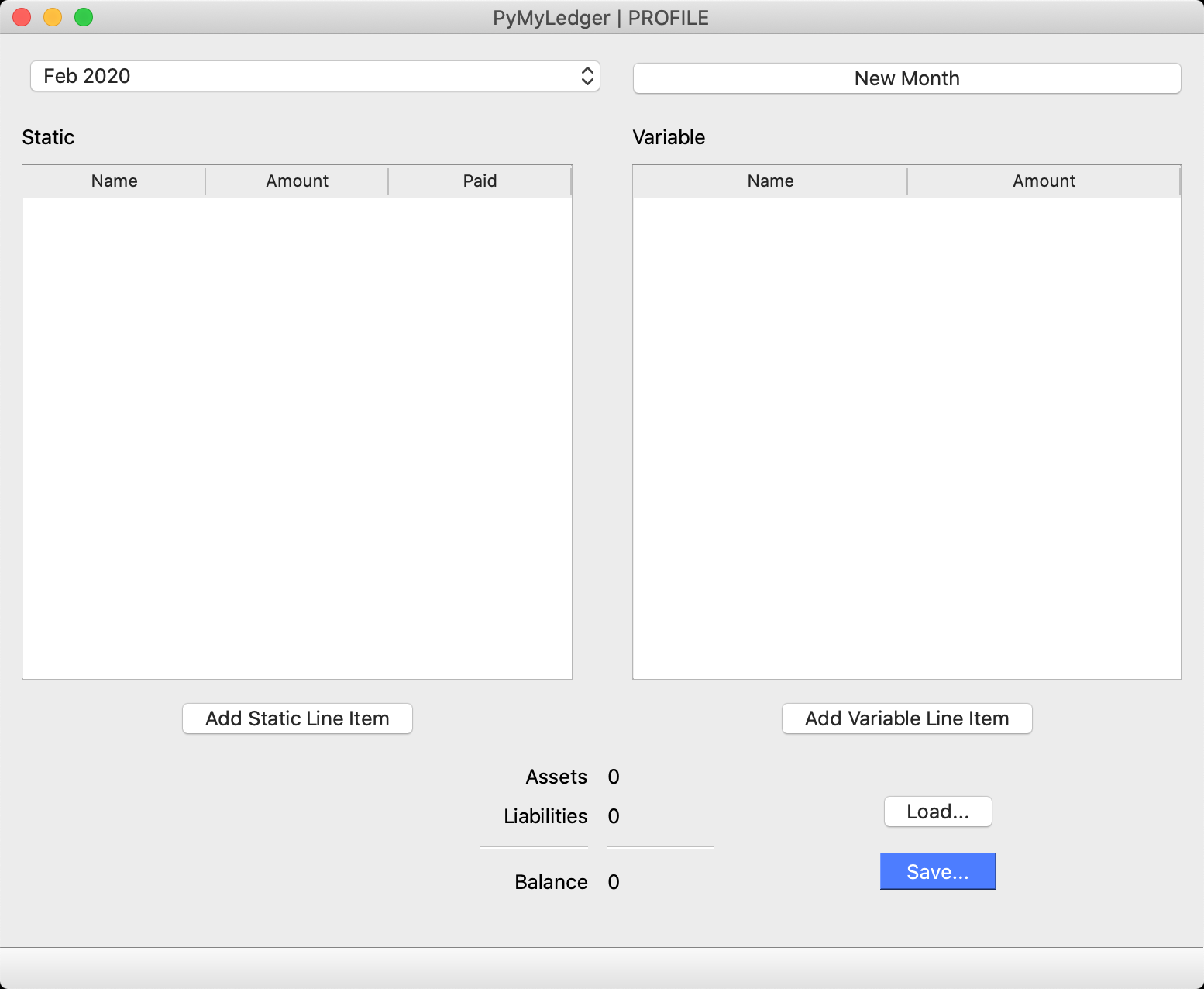 PyMyLedger layout